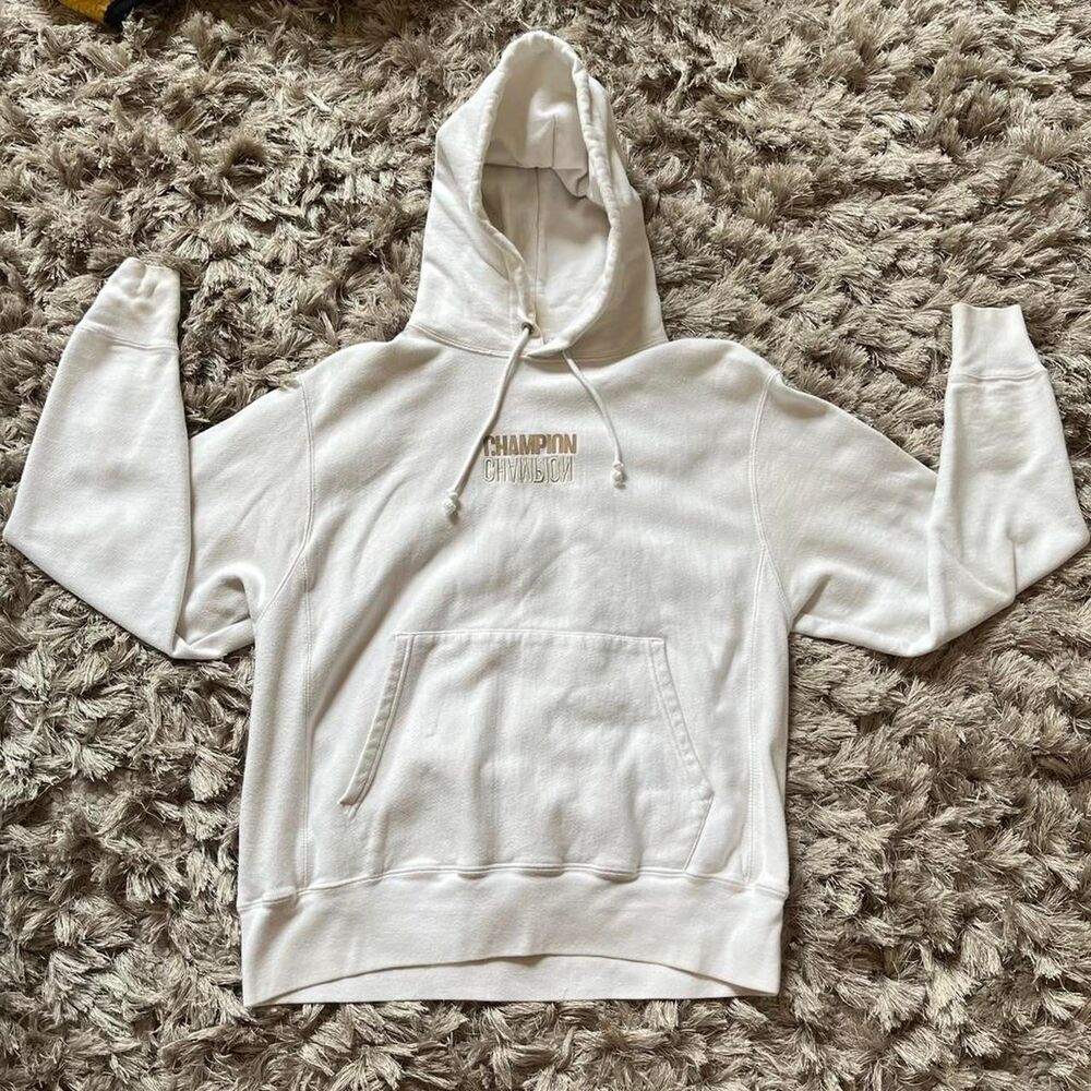 Champion Men's White and Cream Hoodie